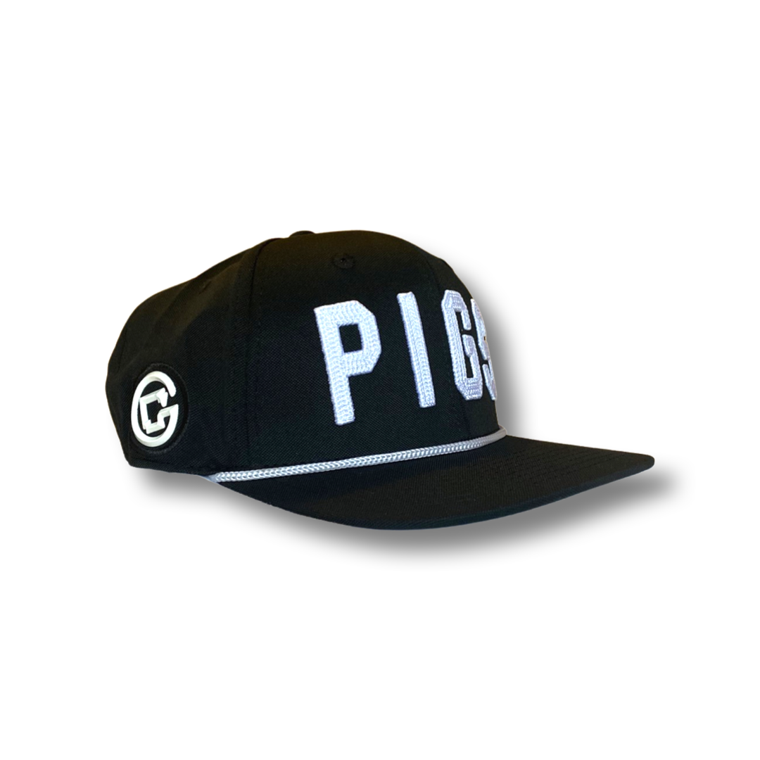 "OG" PIGS - Black with White - Snapback - Flat Bill